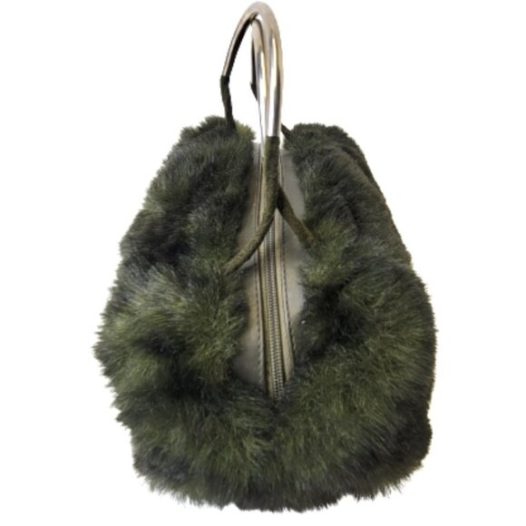Green Fuzzy Faux Fur Rectangular Handbag - Picture 2 of 16